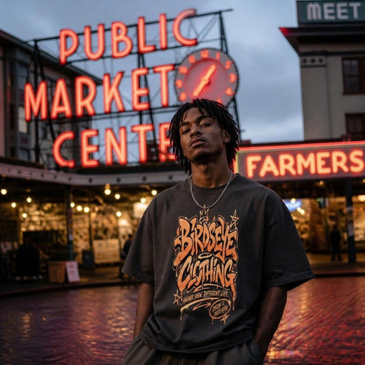 Birdseye Graffiti Boxy Tee on model