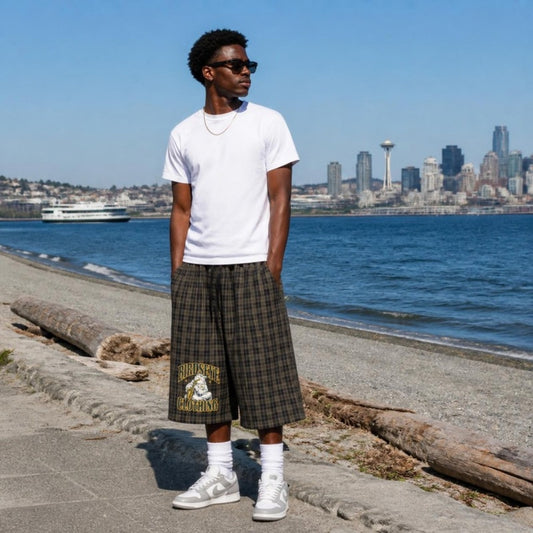 Birdseye Plaid Shorts on model