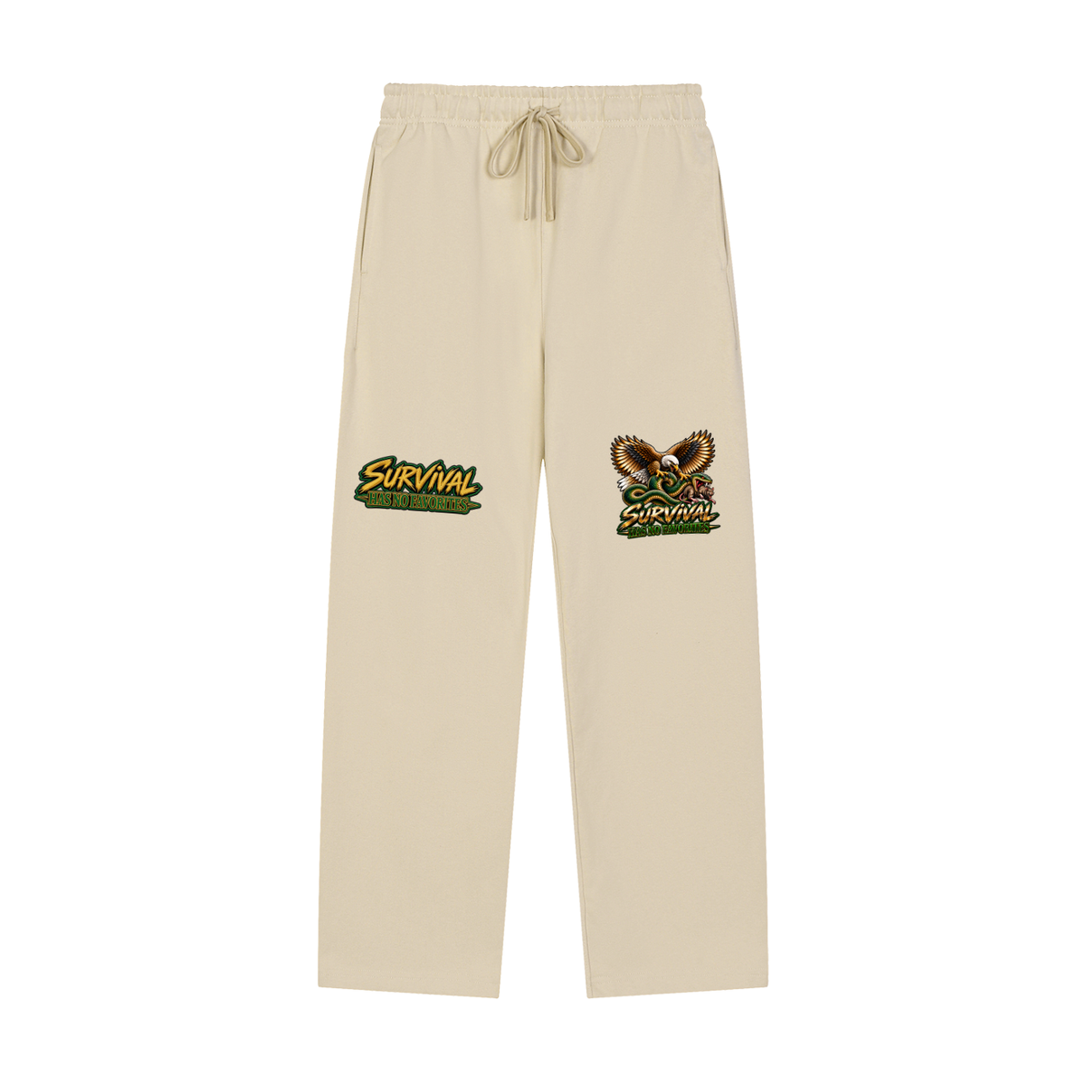 Survival Has No Favorites Straight-Leg Sweatpants – Eagle vs Snake Graphic