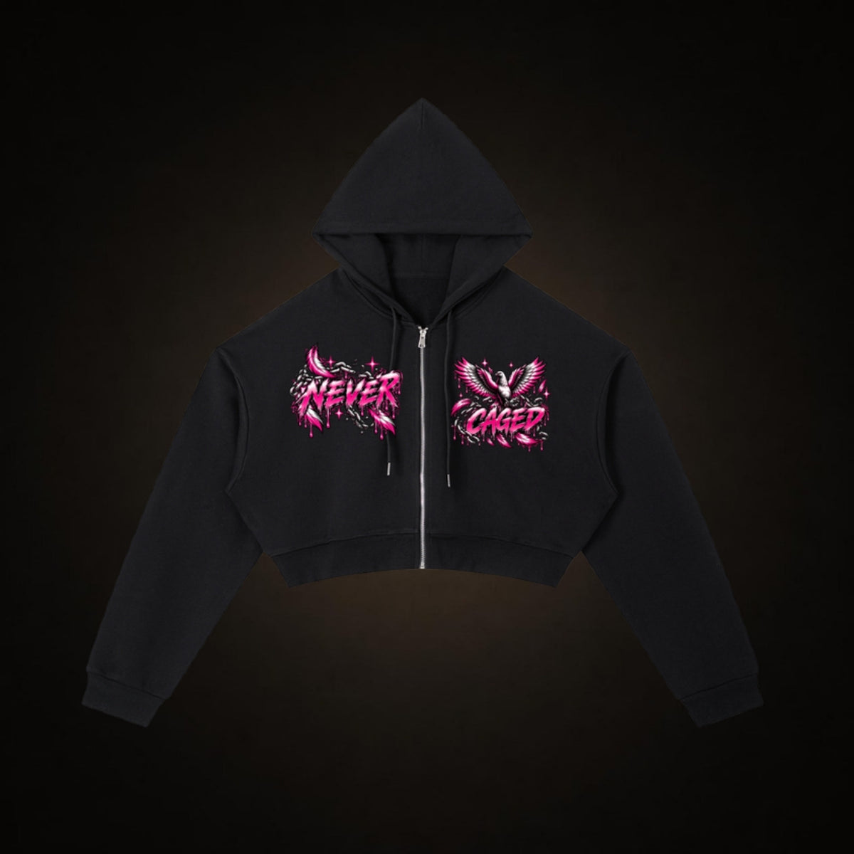 BLK Never Caged Cropped Zip Hoodie