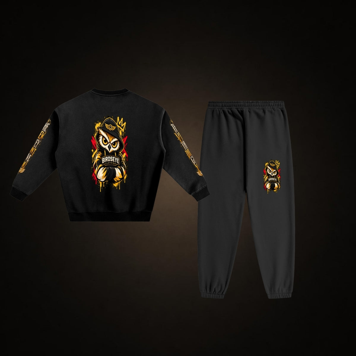 Night Owl Uniform – Joggers – back view of both pieces