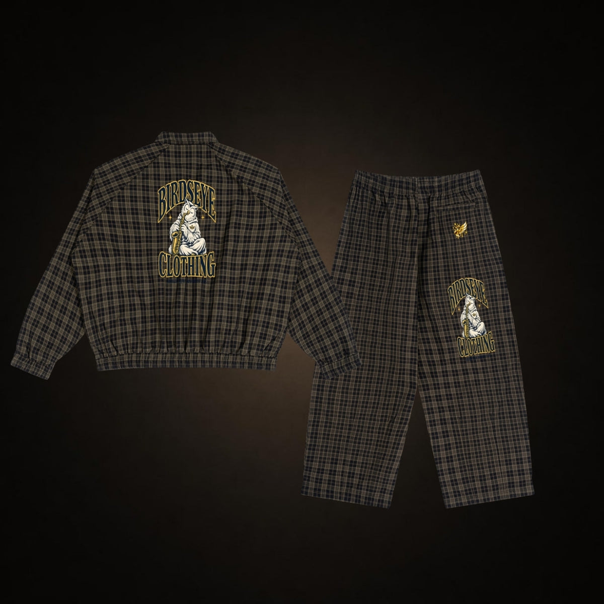 Birdseye Plaid Uniform – Pants – back view of both pieces