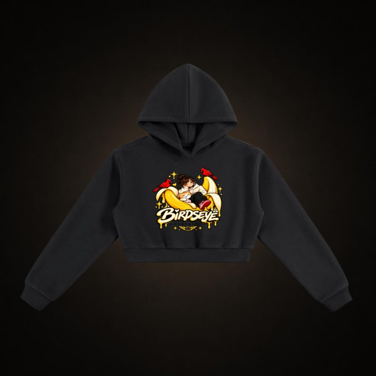 Birdseye Moonrise Cropped Hoodie