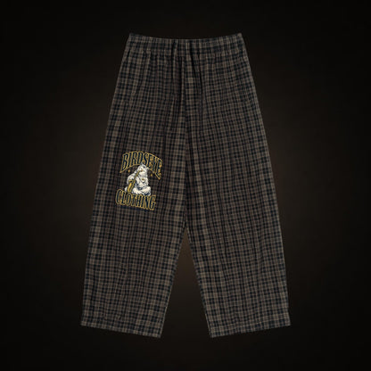 Birdseye Plaid Wide-Leg Pants