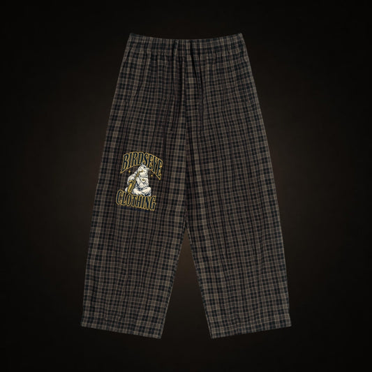 Birdseye Plaid Wide-Leg Pants