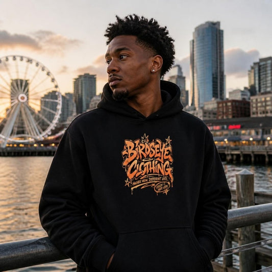 Birdseye Graffiti Hoodie on model