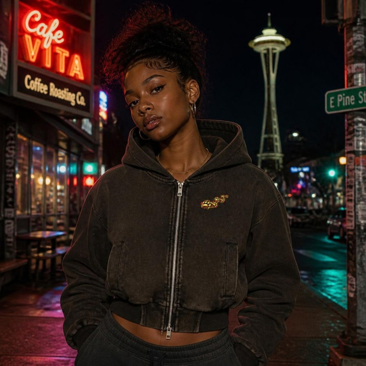 Good Girl Vibes Zip Hoodie on model