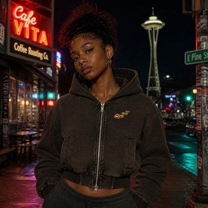 Good Girl Vibes Zip Hoodie on model
