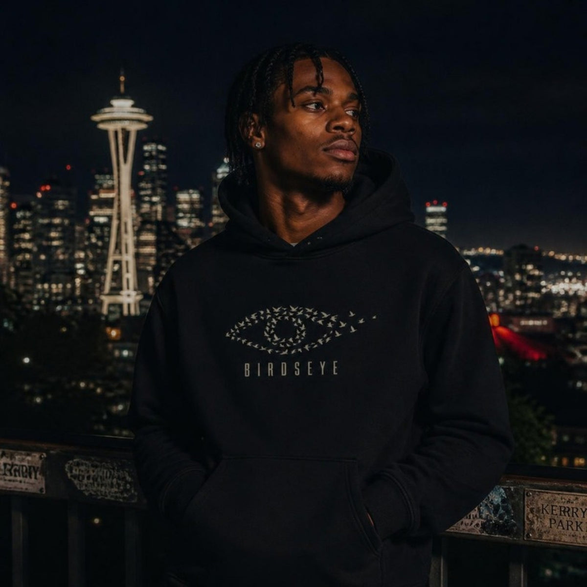 Birdseye All-Seeing Eye Hoodie on model