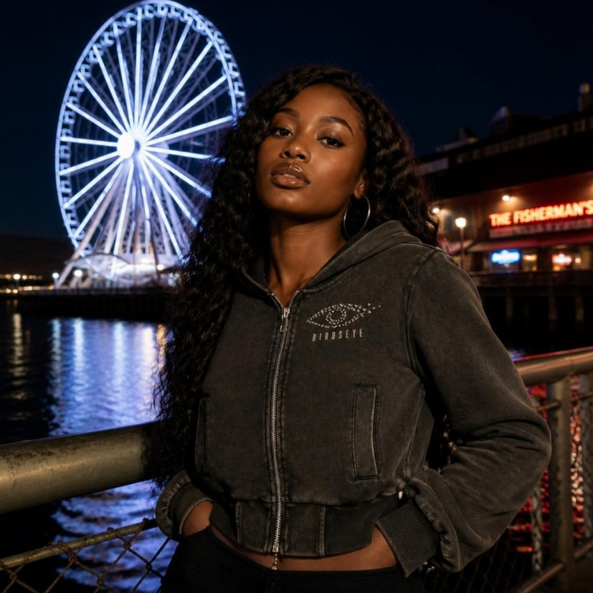 Good Girl Cheetah Zip Hoodie on model
