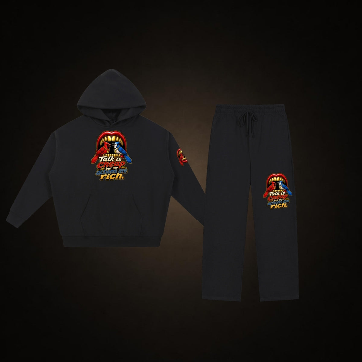 Uniform set: Talk Is Cheap Hoodie and Talk Is Cheap Sweatpants