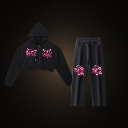 Uniform set: Never Caged Cropped Zip Hoodie and Never Caged Sweatpants
