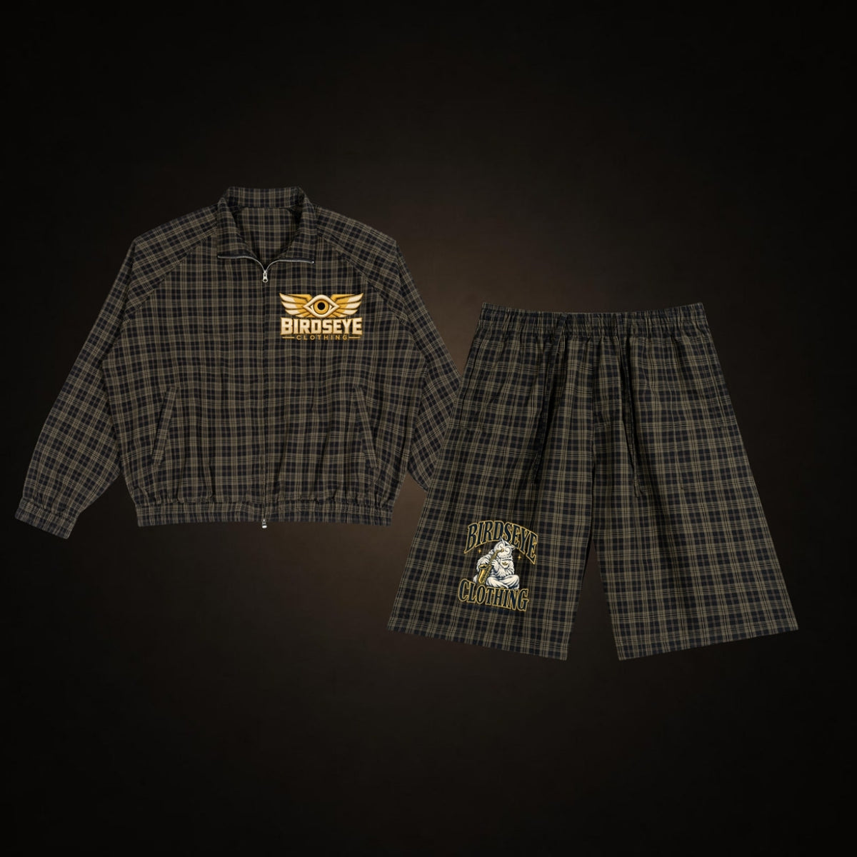 Uniform set: Birdseye Plaid Track Jacket and Birdseye Plaid Shorts
