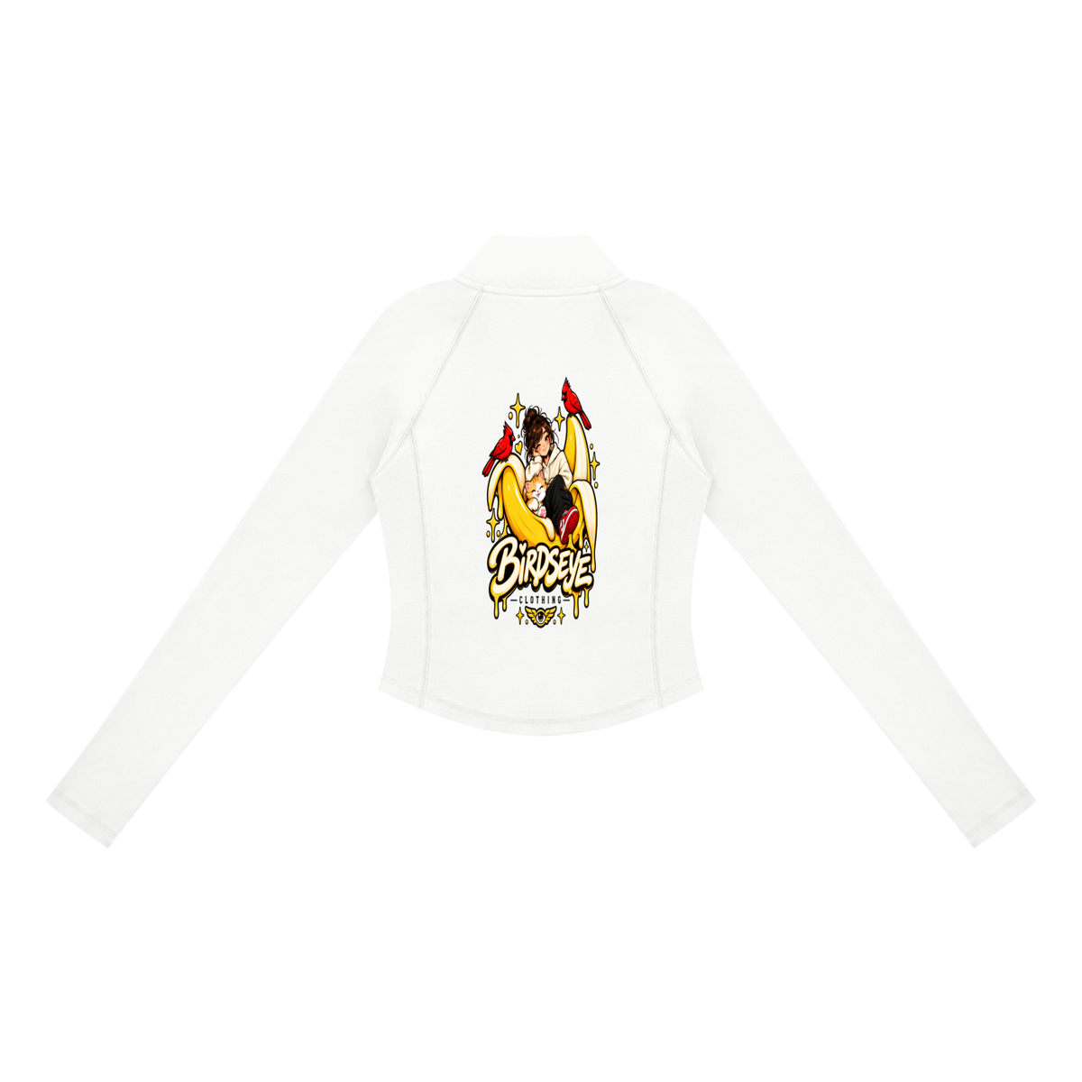 birdseye,streetwear,womensstreetwear,quarterzip,longsleeve,athleisure,fittedtop,graphictop,bananagirl,cardinal,seattlestreetwear,birdseyeclothing