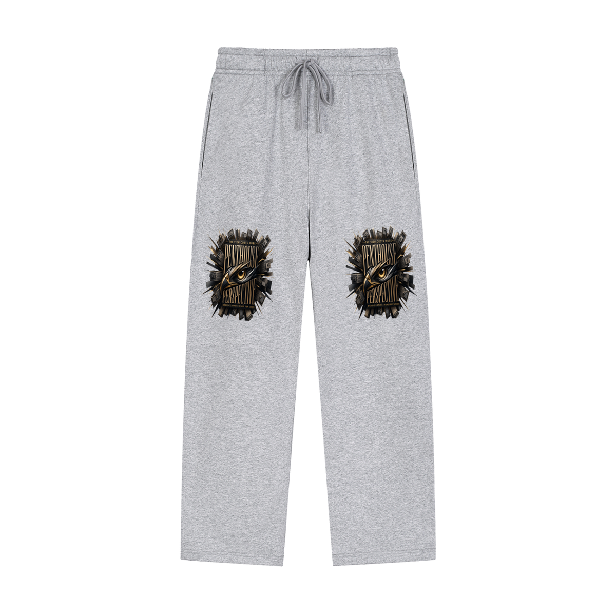 Penthouse Perspective Straight-Leg Sweatpants – Gold Eagle Eye Graphic
