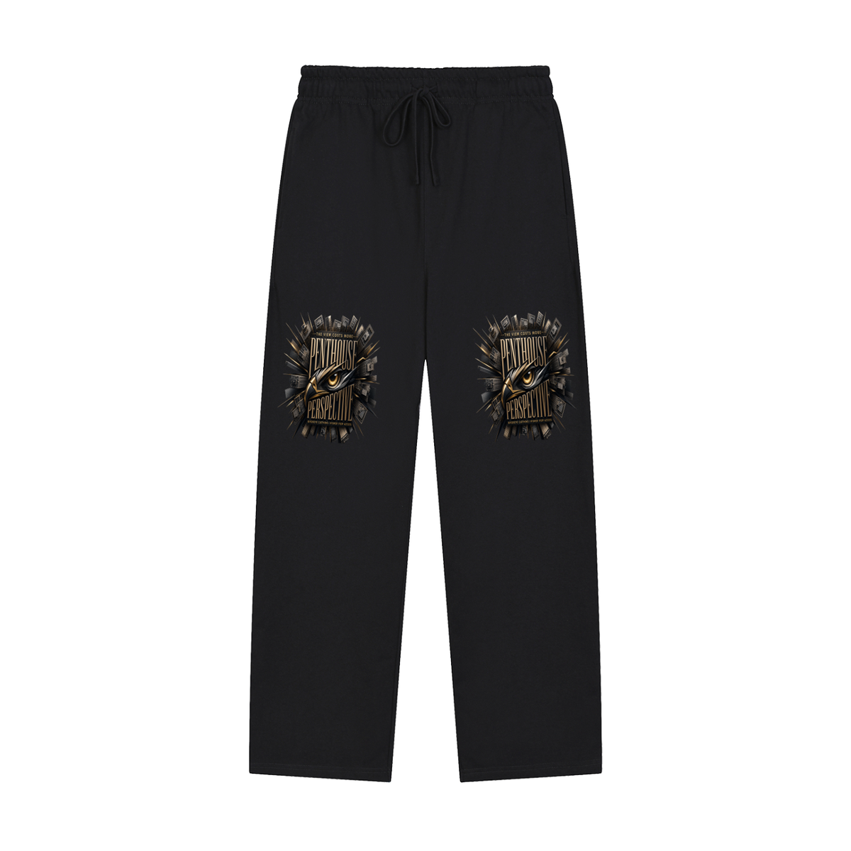 Penthouse Perspective Straight-Leg Sweatpants – Gold Eagle Eye Graphic