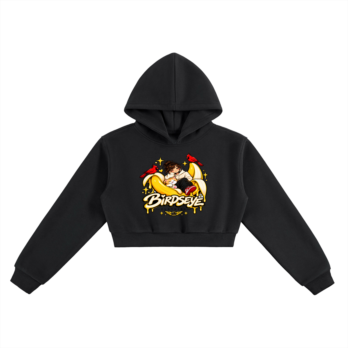 Birdseye Moonrise Cropped Hoodie