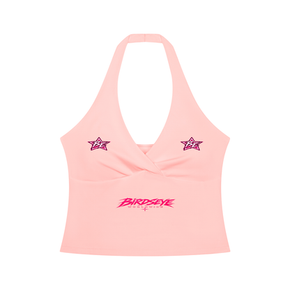 Birdseye Pink Star Halter Tank
