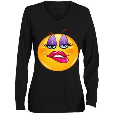 9 Ladies' Moisture-Wicking Long Sleeve V-Neck Tee