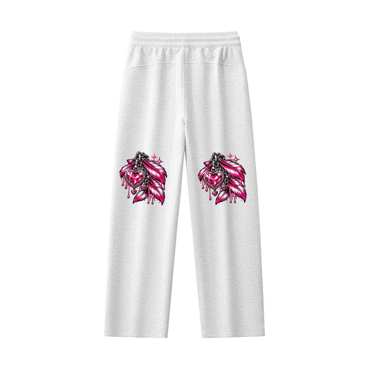Never Caged Straight-Leg Sweatpants – Black & Pink Y2K Dove Graphic