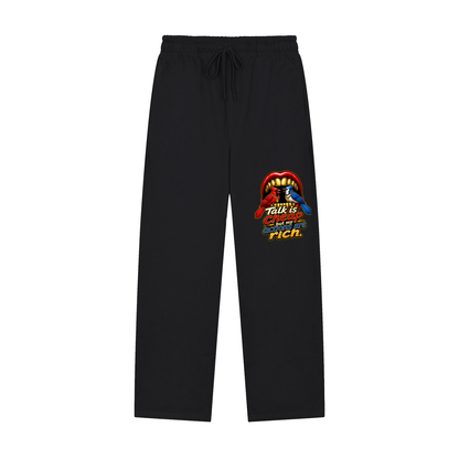 Talk Is Cheap Straight-Leg Sweatpants – Gold Grill Cardinal & Blue Jay Graphic