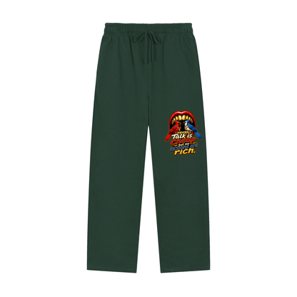 Talk Is Cheap Straight-Leg Sweatpants – Gold Grill Cardinal & Blue Jay Graphic