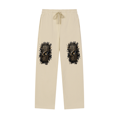 Penthouse Perspective Straight-Leg Sweatpants – Cream – Gold Eagle Eye Graphic