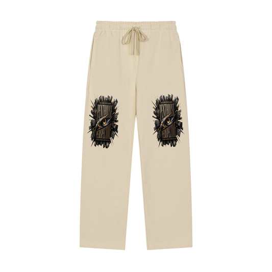 Penthouse Perspective Straight-Leg Sweatpants – Cream – Gold Eagle Eye Graphic