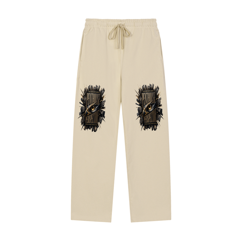 Penthouse Perspective Straight-Leg Sweatpants – Cream – Gold Eagle Eye Graphic