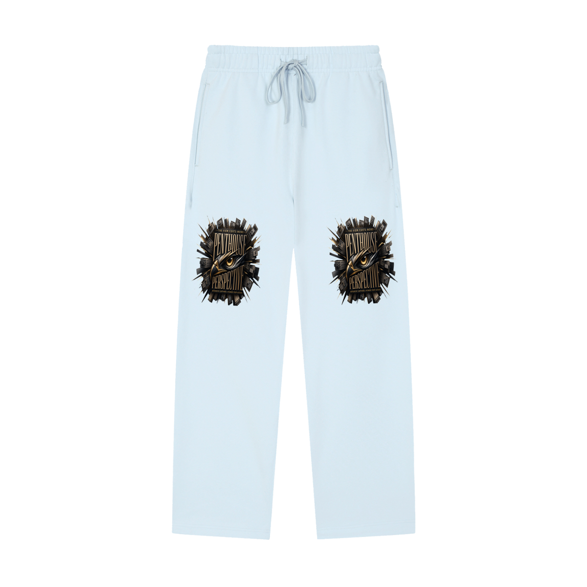 Penthouse Perspective Straight-Leg Sweatpants – Gold Eagle Eye Graphic